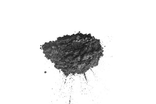 Activated charcoal powder shot with macro lens, above view