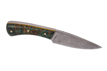 Hand-forged knife on a white background