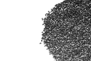Coconut charcoal isolated on white background, above view
