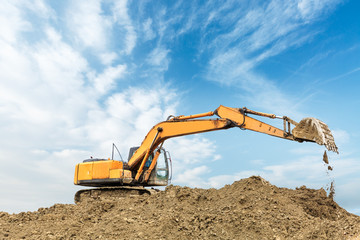 excavator in construction site