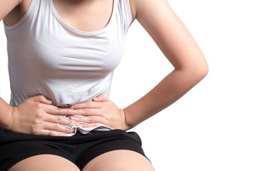 Stomach pain, Woman suffer period day