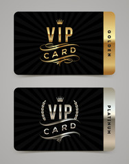  Template golden and platinum VIP card. Vector illustration. - obrazy, fototapety, plakaty