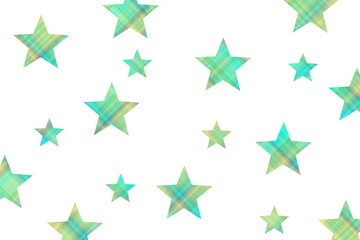 White background with cyan and vanilla checkered stars