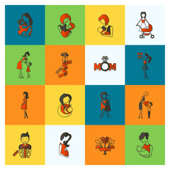 Fototapeta premium Happy Mothers Day Icons