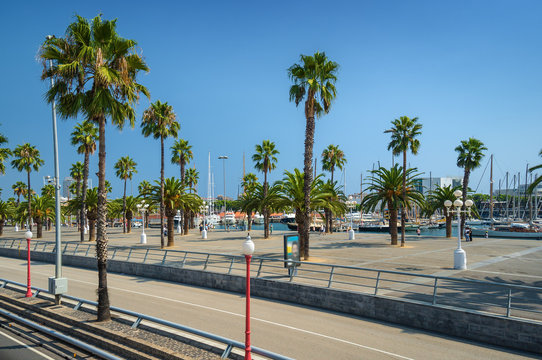 The streets near the port of Barcelona, Spain.