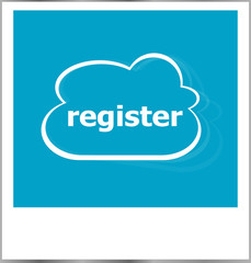 register word business concept, photo frame isolated on white