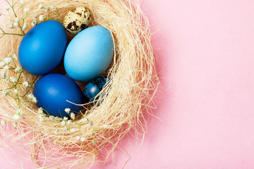 Easter eggs in a nest