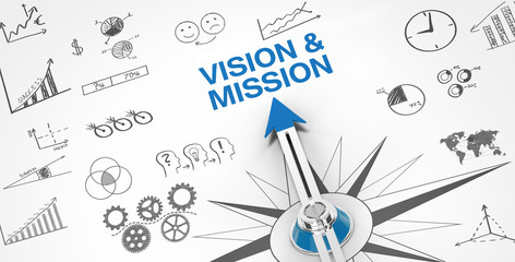 Vision & Mission / Compass - obrazy, fototapety, plakaty