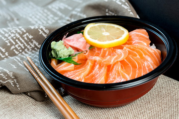 japanese food Mix Sashimi Chirashi Rice Bowl