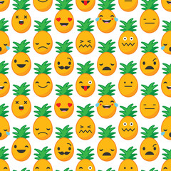 Fototapeta premium Seamless background with Pineapples emotions.