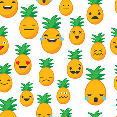 Seamless background with Pineapples emotions.