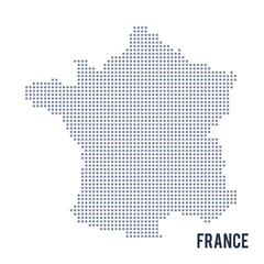 Vector dotted map of France isolated on white background .