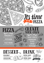 Pizza menu restaurant, food template.