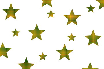 White background with orange and dark green checkered stars