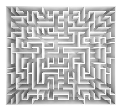 Maze isolated on white background, 3d rendering illustration