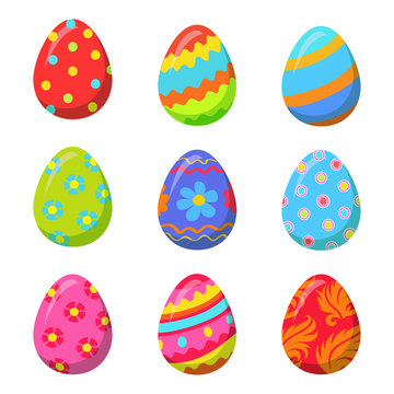 Easter Egg with Colorful Bright Ornamental Design