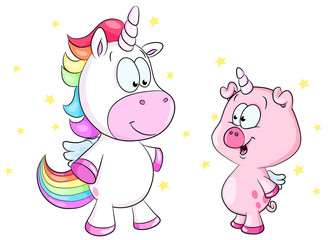 Einhorn und Schweinhorn Vektor Illustration