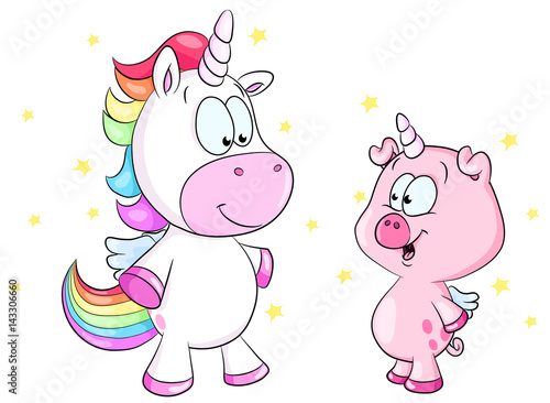 "Einhorn und Schweinhorn Vektor Illustration" Stockfotos