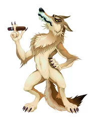 Foto op Plexiglas Big bad wolf with cigar © ddraw
