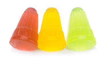 gelatine. red yellow green. isolated on white background