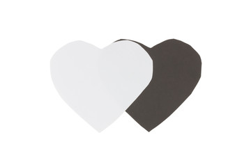 heart paper color black and white. isolated on white background