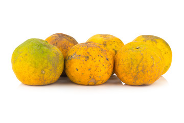 orange. rotten. dirty. six. isolated on white background