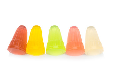 gelatine. color red yellow green pink white. isolated on white background