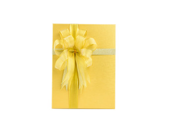 Gold gift with ribbon