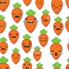Seamless background with Carrots emotions.