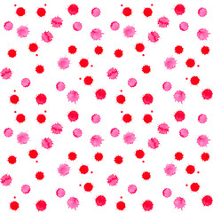Watercolor bright pink blot blob spot seamless pattern background