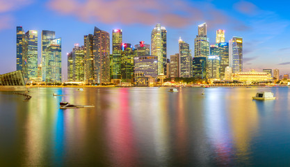 Panorama view of the financial district and business office building in singapore city