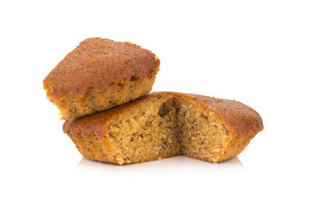 Fototapeta premium banana cake sliced isolated on white background