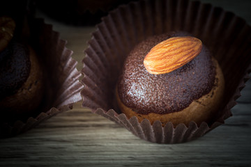 Chocolate ball on plate