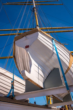 Lifeboats On Tall Ship Glenlee From Riverside Museum, Glasgow Museum Of Transport.