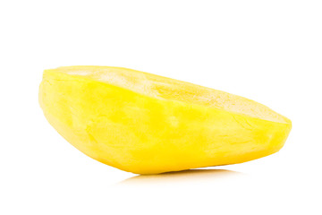 Green mango. Fruit pulp. yellow. isolated on white background