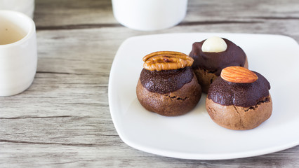 Chocolate ball on plate