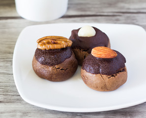 Chocolate ball on plate