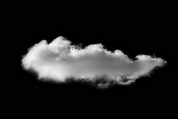Single white clouds isolated on black background
