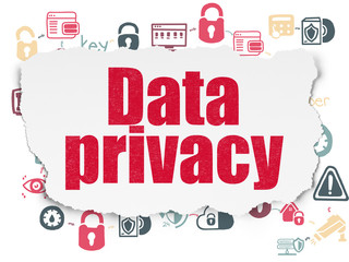 Protection concept: Data Privacy on Torn Paper background