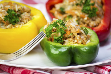 Stuffed pepper with rice and meat