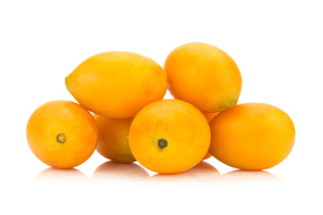 Marian plum Thai fruit isolated on white background. Mayongchid. Maprang. Marian Plum. Plum Mango