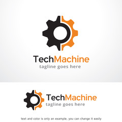 Tech Machine Logo Template Design Vector, Emblem, Design Concept, Creative Symbol, Icon
