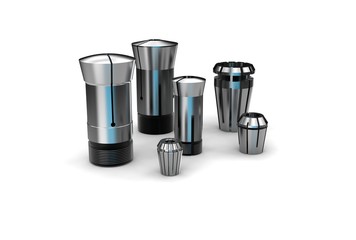 3D illustration of metal collets for instruments for heavy industry