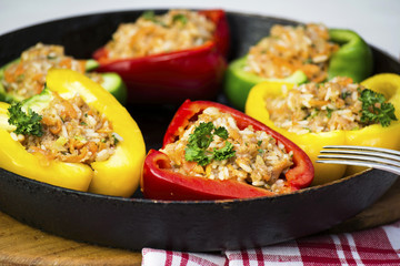 Stuffed pepper with rice and meat