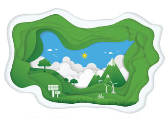 Paper art of Ecology concept. save world vector illustration