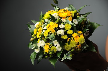 Wedding bouquet of different flowers