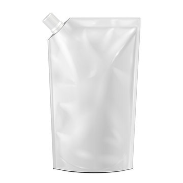 White Blank Foil Food or Drink Bag with Spout Vector EPS10