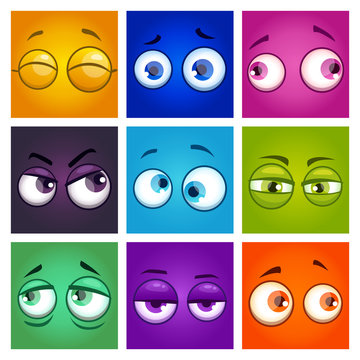 Funny colorful comic square avatars.