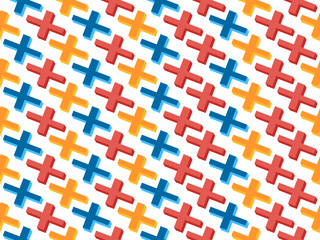 Seamless pattern with crosses, memphis abstract background. Vector illustration