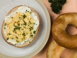 Scrambled Egg and Cream Cheese Bagel